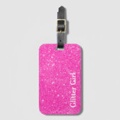 Hot Pink Glitter Girl Show je Sparkle Bagagelabel (Voorkant (verticaal))