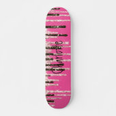 Hot Pink Glitter Girly Sparkle Persoonlijke naam Persoonlijk Skateboard (Voorkant)