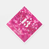 Hot Pink Glitter Glam gepersonaliseerd 13e verjaar Servet (Hoek)