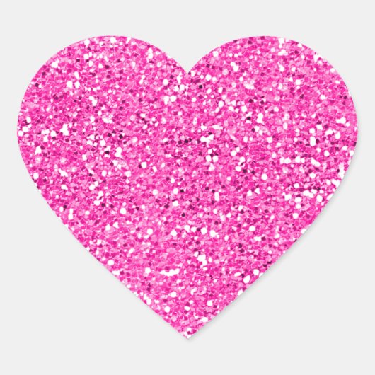 Hot Pink Glitter Hart Sticker (Voorkant)