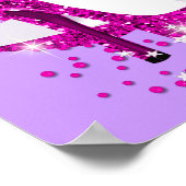 Hot Pink Glitter High Heels Paarse Birthday Banner Poster (Hoek)
