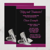 Hot Pink Glitter High Heels Vrouwen 50ste verjaard Kaart (Voorkant / Achterkant)