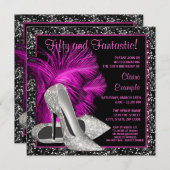 Hot Pink Glitter High Heels Vrouwen Verjaardag Kaart (Voorkant / Achterkant)