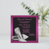 Hot Pink Glitter High Heels Vrouwen Verjaardagsfee Kaart (Staand voorkant)