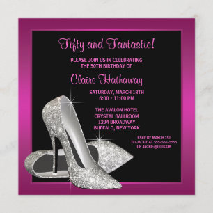 Hot Pink Glitter High Heels Vrouwen Verjaardagsfee Kaart
