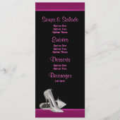 Hot Pink Glitter Hoge hakken Menu Kaarten (Voorkant)