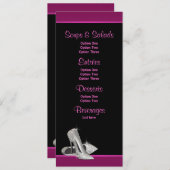 Hot Pink Glitter Hoge hakken Menu Kaarten (Voorkant / Achterkant)