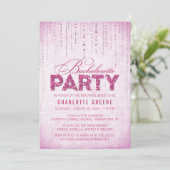 Hot Pink Glitter Kijk Bachelorette Party Kaart (Staand voorkant)