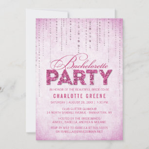 Hot Pink Glitter Kijk Bachelorette Party Kaart