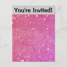 Hot Pink Glitter - Klein, spaarpjes Uitnodiging Briefkaart
