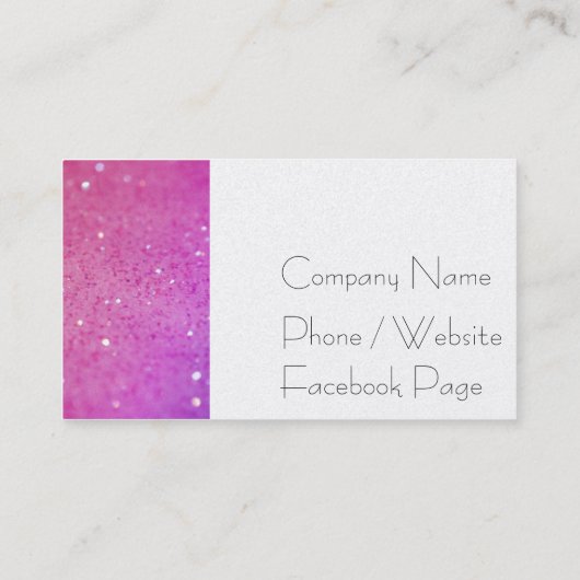 Hot Pink Glitter - Klein, spaarpjes Visitekaartje (Achterkant)