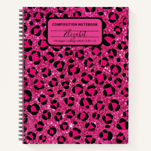 Hot Pink Glitter Leopard Compositie Notitieboek