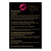 Hot Pink Glitter Lip Kleur Instructies Kaart (Achterkant)