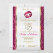 Hot Pink Glitter Lips Bachelorette Party 2 Kaart (Voorkant)