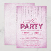 Hot Pink Glitter-look Hens-party Kaart (Voorkant / Achterkant)