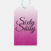 Hot Pink Glitter Ombre 60 en Sassy 60th Birthday Cadeaulabel (Achterkant)