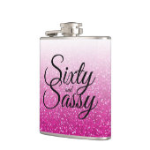 Hot Pink Glitter Ombre 60 en Sassy 60th Birthday Heupfles (Links)