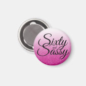 Hot Pink Glitter Ombre 60 en Sassy 60th Birthday Magneet (Voorkant / Achterkant)