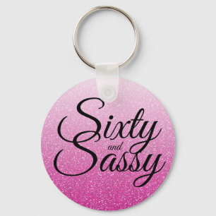 Hot Pink Glitter Ombre 60 en Sassy 60th Birthday Sleutelhanger