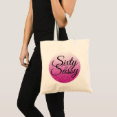 Hot Pink Glitter Ombre 60 en Sassy 60th Birthday Tote Bag (Voorkant (product))