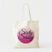 Hot Pink Glitter Ombre 60 en Sassy 60th Birthday Tote Bag (Voorkant)