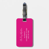 Hot Pink Glitter Ombre Gepersonaliseerd Monogram Bagagelabel (Achterkant verticaal)