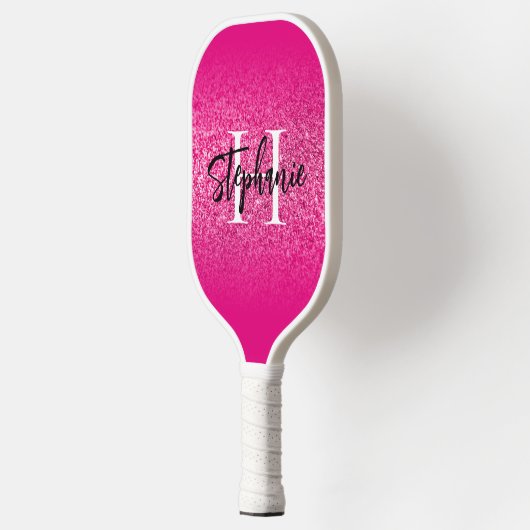 Hot Pink Glitter Ombre Monogrammed Pickleball Paddle (Links)
