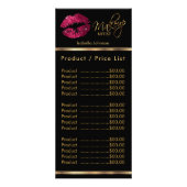 Hot Pink Glitter op Black Lip Service / prijslijst Reclamekaart (Achterkant)