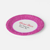 Hot Pink Glitter patroon gepersonaliseerd Papieren Bordje (Gekanteld)