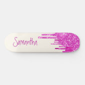 Hot Pink Glitter Persoonlijk Skateboard (Horizontaal)