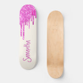 Hot Pink Glitter Persoonlijk Skateboard (Voorkant)