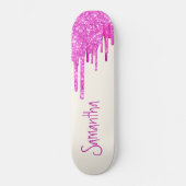 Hot Pink Glitter Persoonlijk Skateboard (Voorkant)