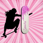 Hot Pink Glitter Persoonlijk Skateboard<br><div class="desc">Skateboard roze gepersonaliseerd - personaliseer uw eigen. KLIK OP PERSONALISEREN SJABLOON OPTION EN VOER NAAM IN Onze skateboards zijn zo lief als ze eruit zien, en een heerlijk cadeau voor een verjaardags- of schaats park. Maakt een geweldig cadeau-idee voor een grote kattenliefhebber. Dit product is 100% . *****Klik op BUTTON...</div>