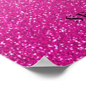 Hot Pink Glitter Quinceañera 15th Birthday Welkom Poster (Hoek)