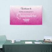 Hot Pink Glitter Quinceañera 15th Birthday Welkom Spandoek (Beurs)