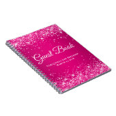 Hot Pink Glitter Raspberry Ombre Birthday Guest Notitieboek (Rechterzijde)