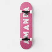 Hot Pink Glitter skateboard gepersonaliseerde naam (Voorkant)