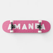 Hot Pink Glitter skateboard gepersonaliseerde naam (Horizontaal)