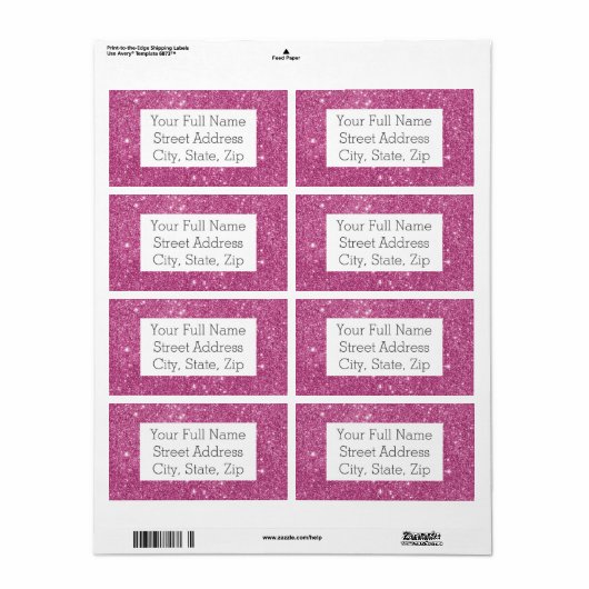 Hot Pink Glitter Sparkles Etiket (Full Sheet)