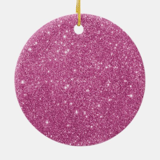 Hot Pink Glitter Sparkles Keramisch Ornament (Achterkant)
