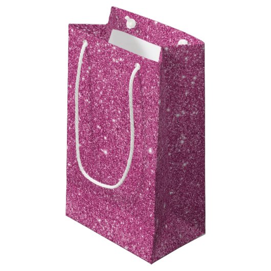 Hot Pink Glitter Sparkles Klein Cadeauzakje (Voorkant Gekanteld)
