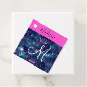 Hot Pink Glitter Sparkles Mermaid Crowns Monogram Bedankjes Labels (In situ)
