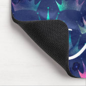 Hot Pink Glitter Sparkles Mermaid Crowns Monogram Muismat (Hoek)