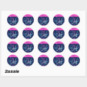 Hot Pink Glitter Sparkles Mermaid Crowns Monogram Ronde Sticker (Vel)