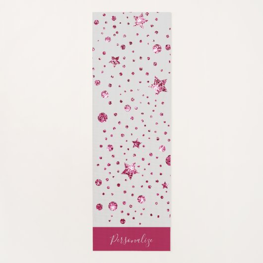 Hot Pink Glitter Stars Trendy Glam Zen Meditation Yogamat (Voorkant)