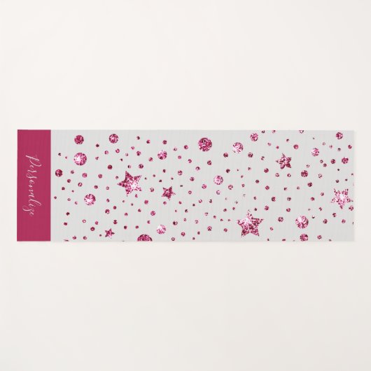 Hot Pink Glitter Stars Trendy Glam Zen Meditation Yogamat (Voorkant (horizontaal))