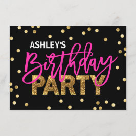 HOT Pink Glitter Tassels Girl BIRTHDAY PARTIJ Kaart