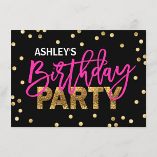 HOT Pink Glitter Tassels Girl BIRTHDAY PARTIJ Kaart