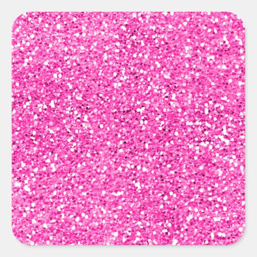 Hot Pink Glitter Vierkante Sticker (Voorkant)