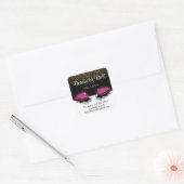 Hot Pink Glitter Wimpers Vierkante Sticker (Envelop)